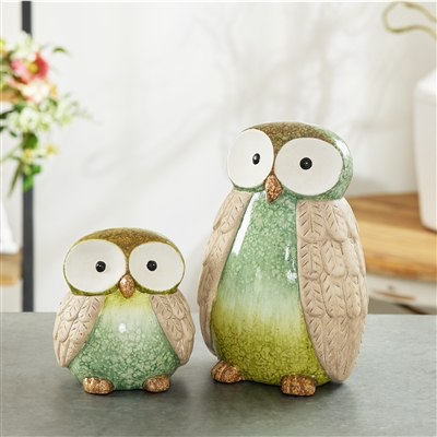 Green Ombré Terracotta Owl