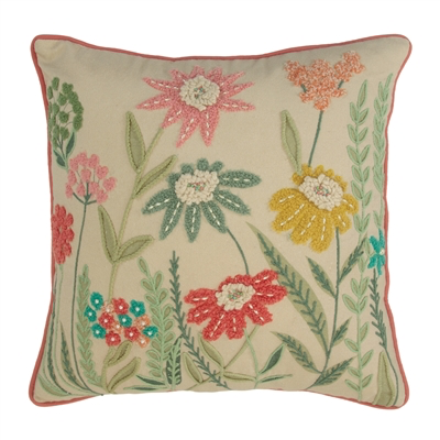 16” Floral Cotton Throw Pillow