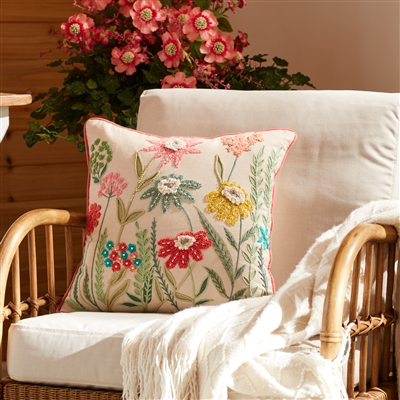 16” Floral Cotton Throw Pillow