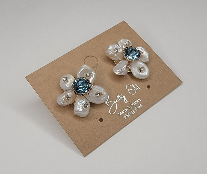 Pearl and Gem Floral Earrings