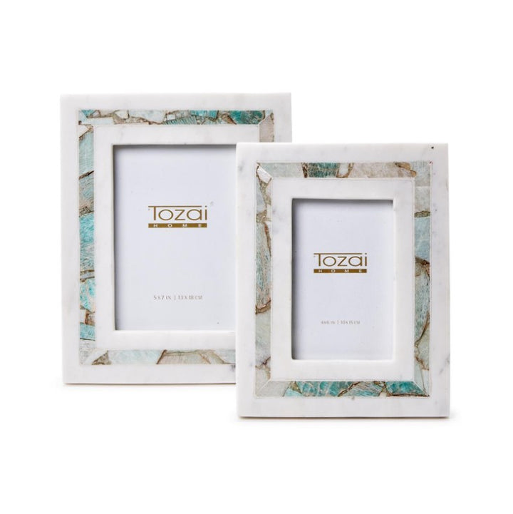 Amazonite Inlay White Marble Photo Frame