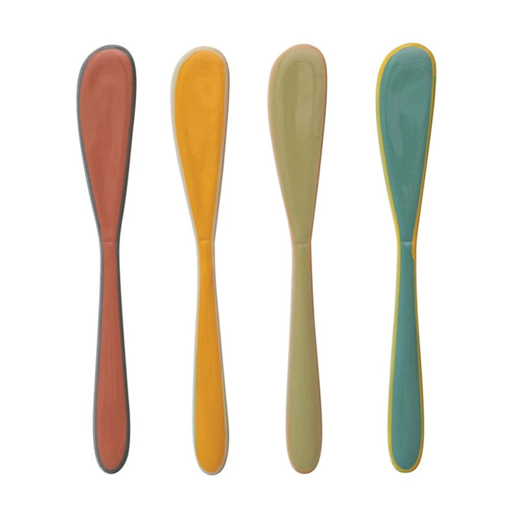 Bistro Enameled Colored Edge Canape Knives