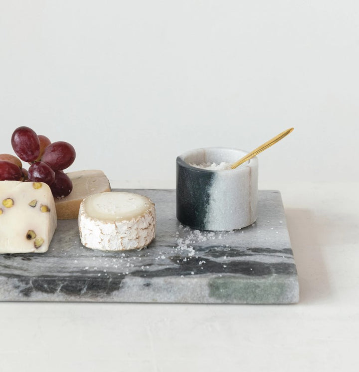 Marble Salt Cellar w/ Brass Spoon