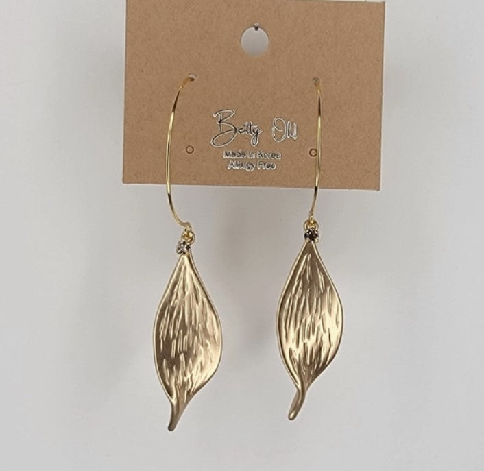 Leaf Drop Hoop Earrings