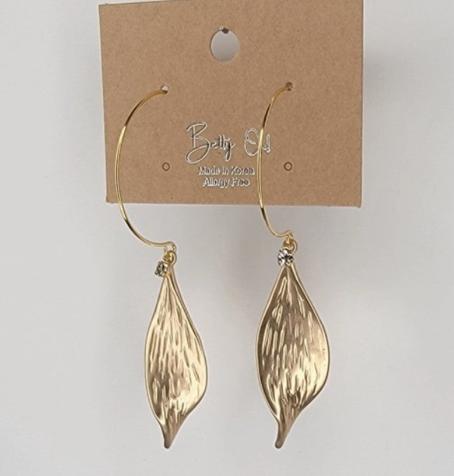 Leaf Drop Hoop Earrings