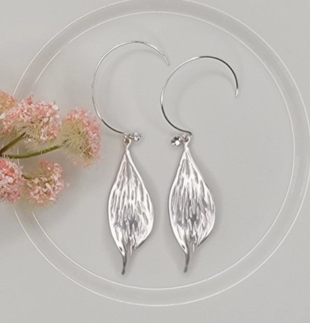 Leaf Drop Hoop Earrings