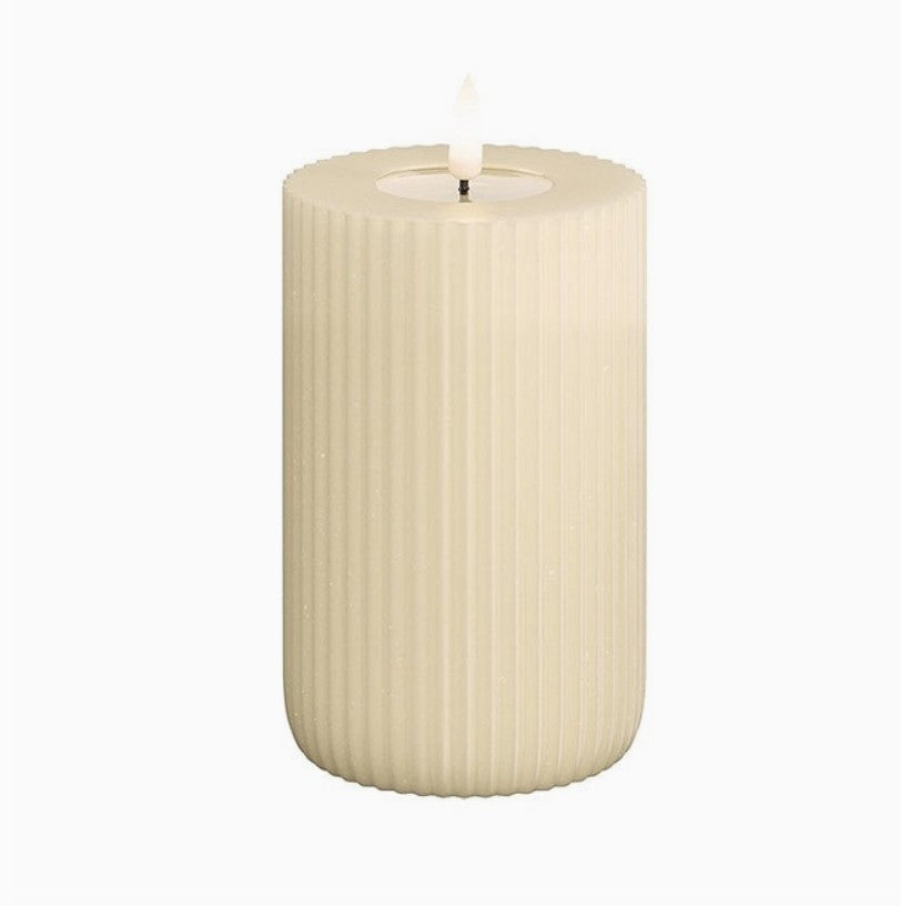 3" Cream Solid Stripe LED Pillar Candles