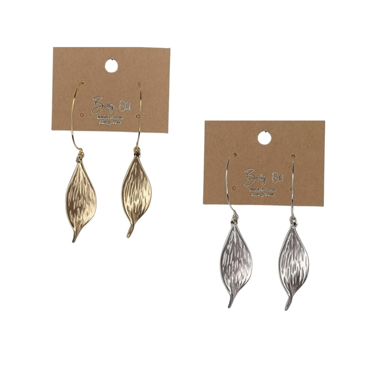 Leaf Drop Hoop Earrings