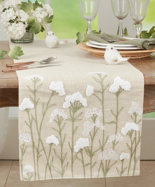 Embroidered Flowers Runner