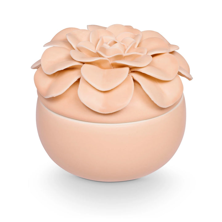 Blood Orange Dahlia Ceramic Flower Candle