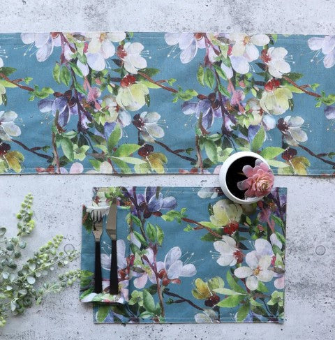 Blue Magnolia Table Runner