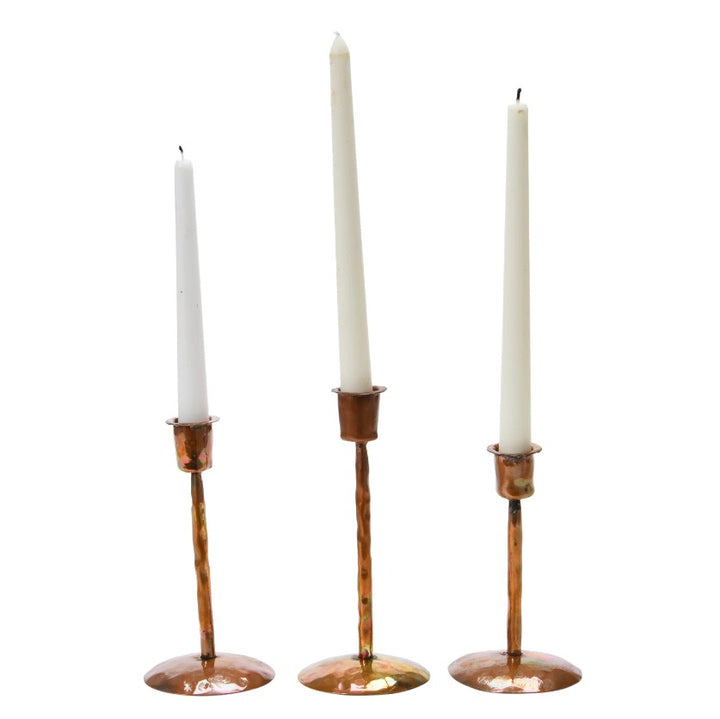 Burnt Copper Metal Taper Candle Holders