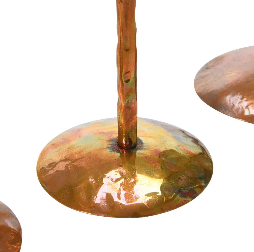 Burnt Copper Metal Taper Candle Holders