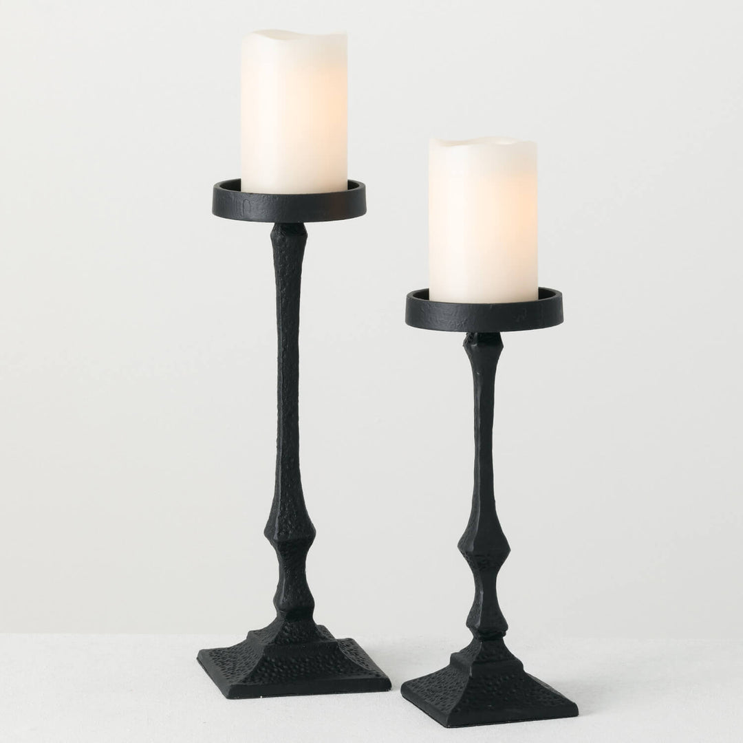 Iron Black Pillar Candle Holders