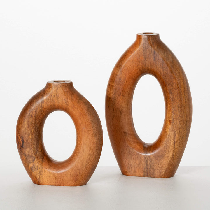 Hollow Mango Wood Vases