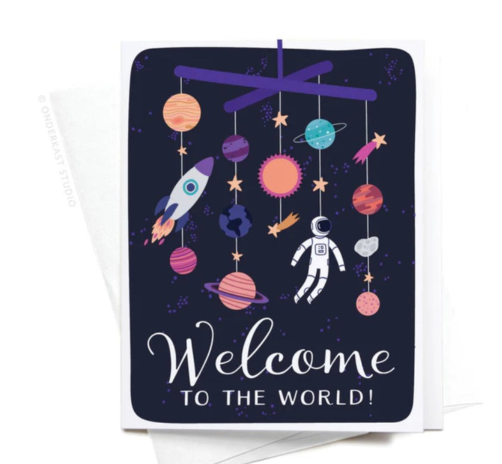 Welcome To The World Galaxy Mobile Greeting Card