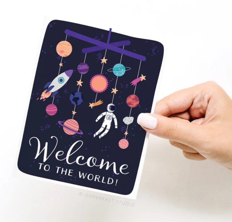 Welcome To The World Galaxy Mobile Greeting Card