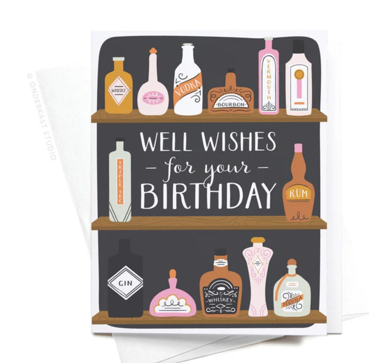 Well Wishes for Your Birthday Bar Shelves Birthday Greeting Card