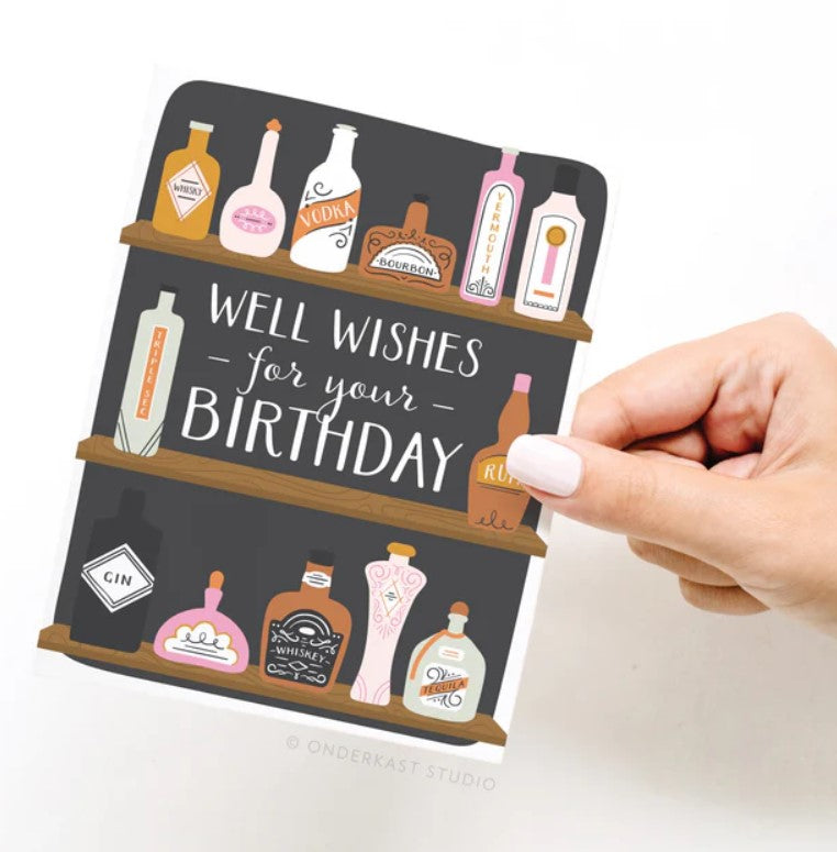 Well Wishes for Your Birthday Bar Shelves Birthday Greeting Card