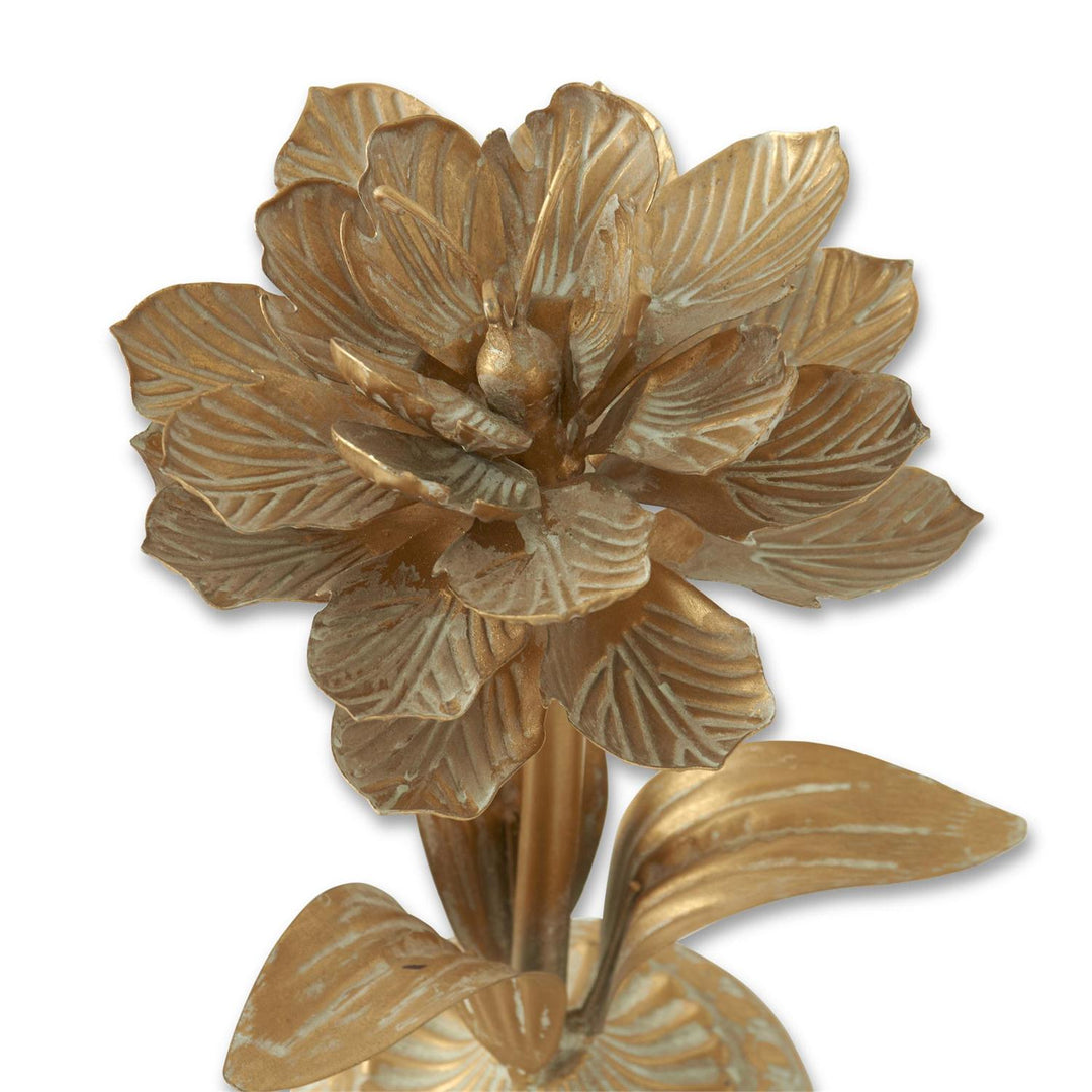 Gold Whitewashed Metal Flower