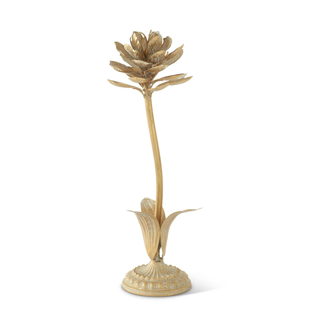 Gold Whitewashed Metal Flower