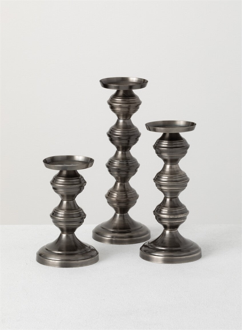 Pewter Pillar Candle Holder Lg