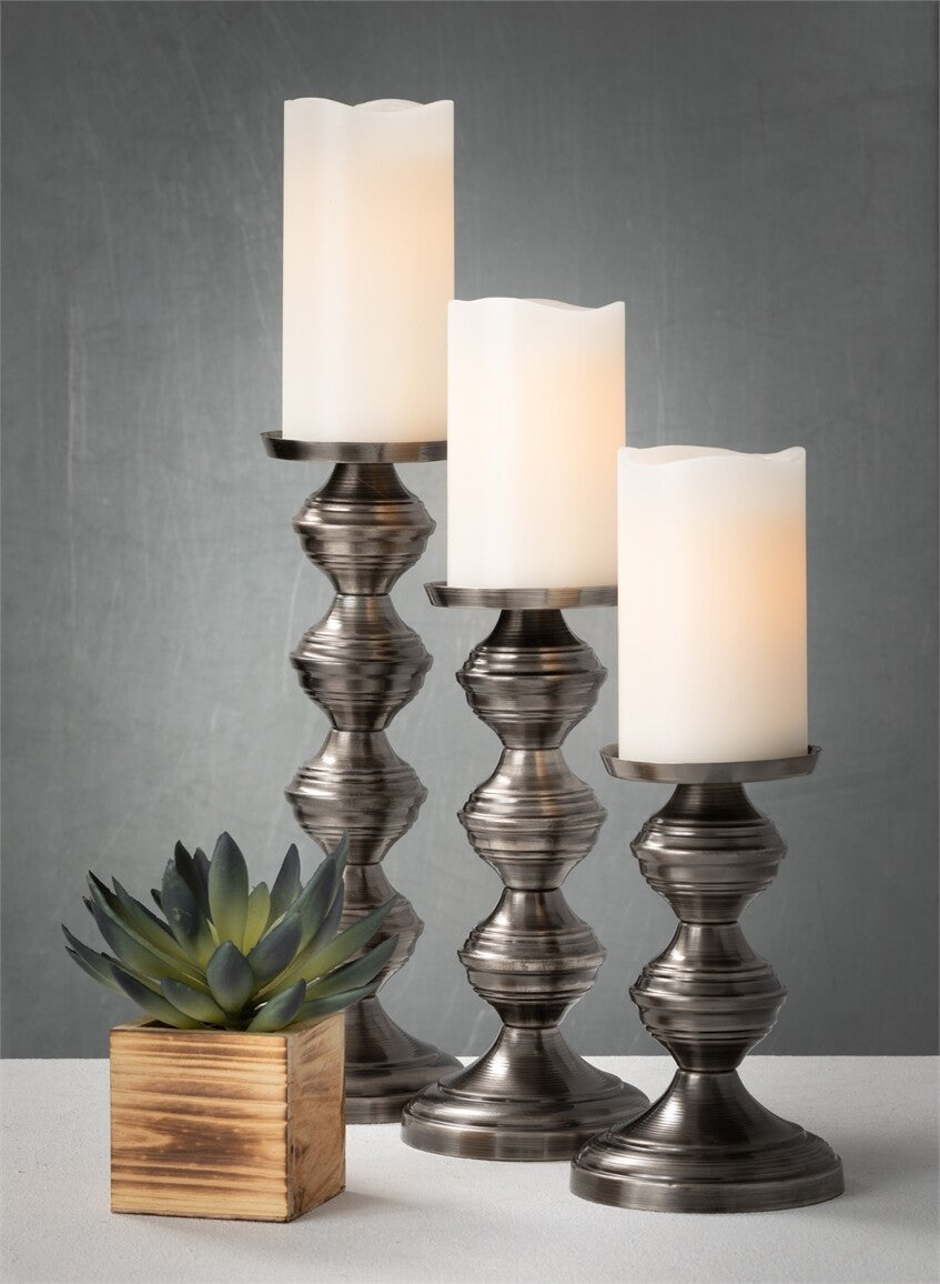 Pewter Pillar Candle Holder Lg