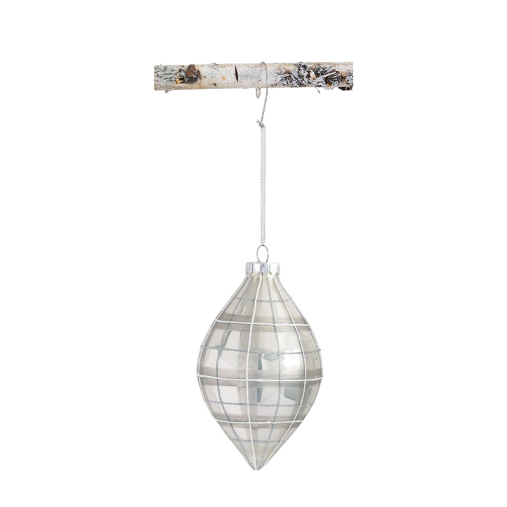 White and Grey Plaid Ornament