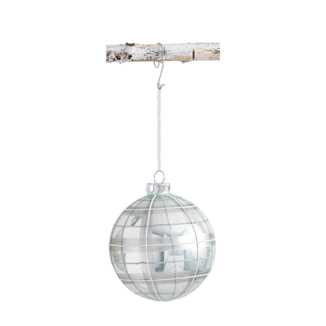 White and Grey Plaid Ornament