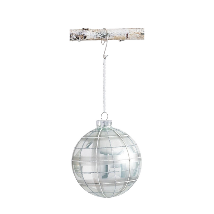 White and Grey Plaid Ornament