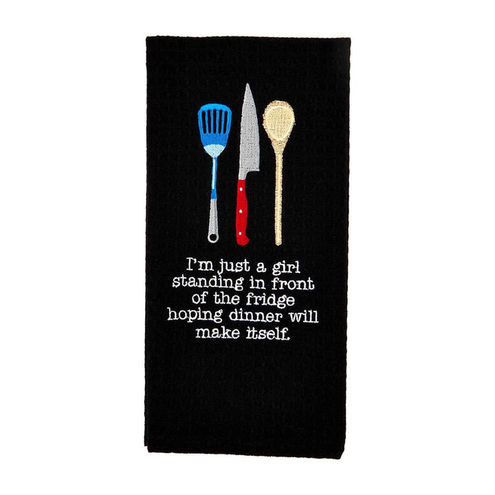 Embroidered Black & White Dish Towels