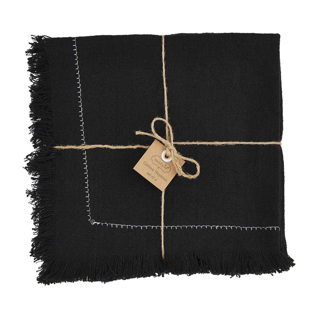 Black Fringe Napkin Set