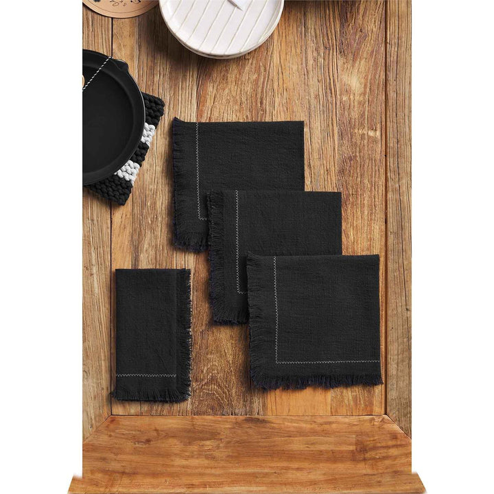 Black Fringe Napkin Set