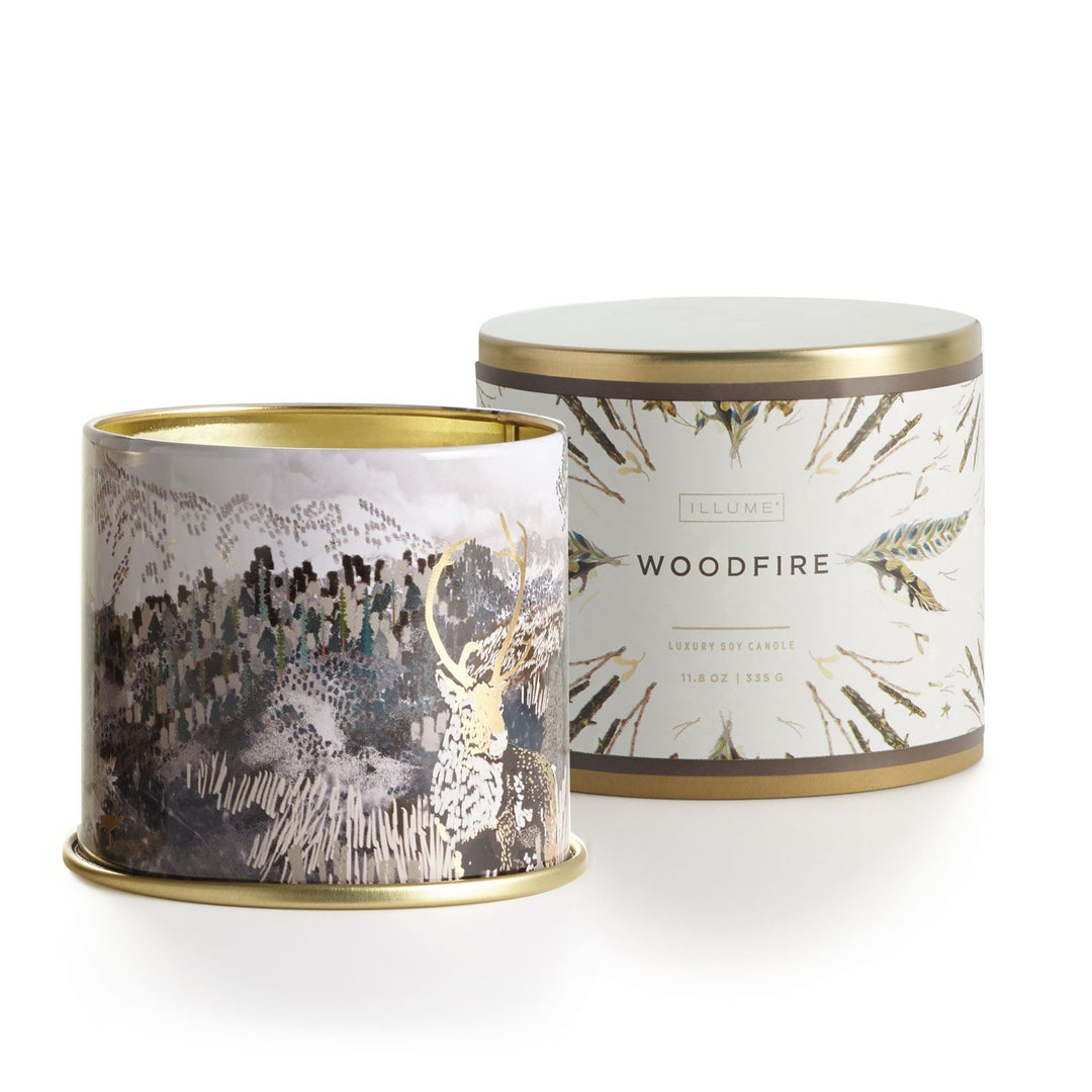 woodfire illume vanity tin candle