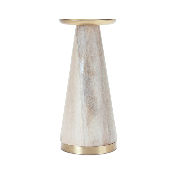 Wood & Gold Tapered Candle Holders