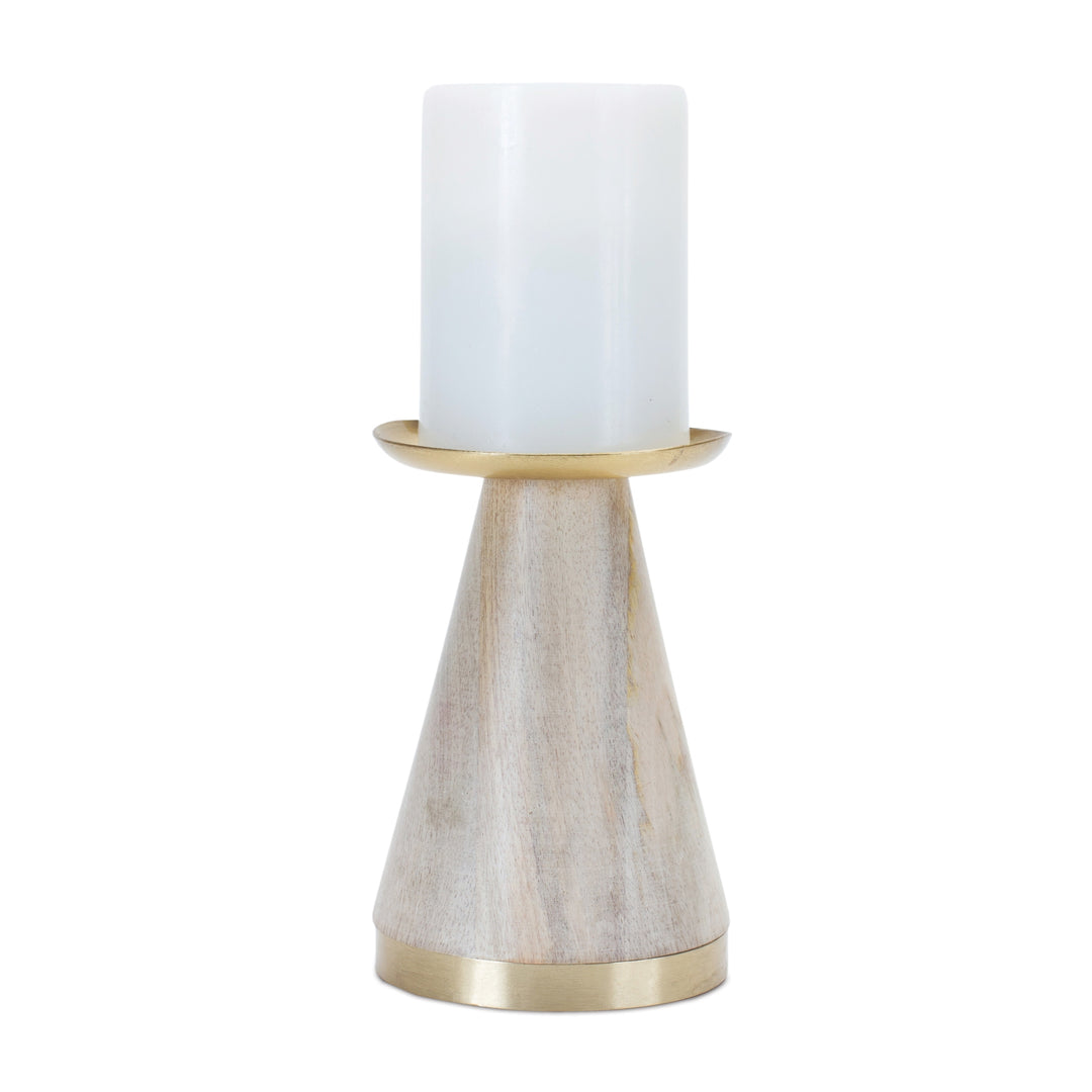 Wood & Gold Tapered Candle Holders