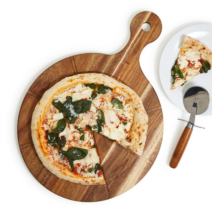 Personal Pizza Wooden Serving Board with Pizza Cutter