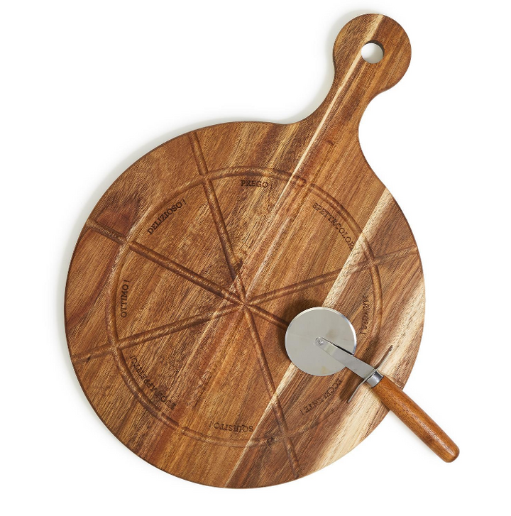 Personal Pizza Wooden Serving Board with Pizza Cutter