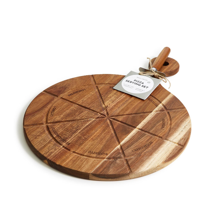 Personal Pizza Wooden Serving Board with Pizza Cutter