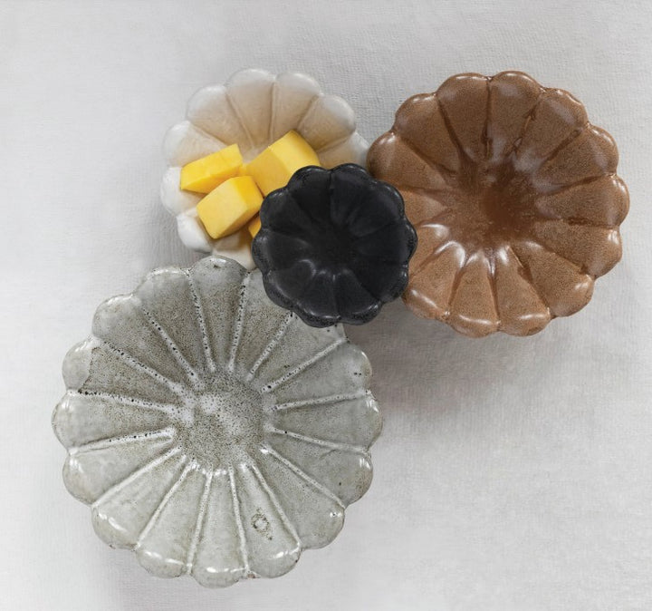 Stoneware Flower Bowls, Set of 4