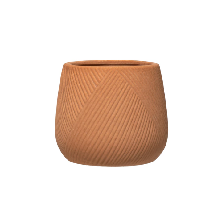 Terra-Cotta Engraved Stoneware Planter