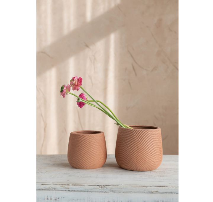 Terra-Cotta Engraved Stoneware Planter