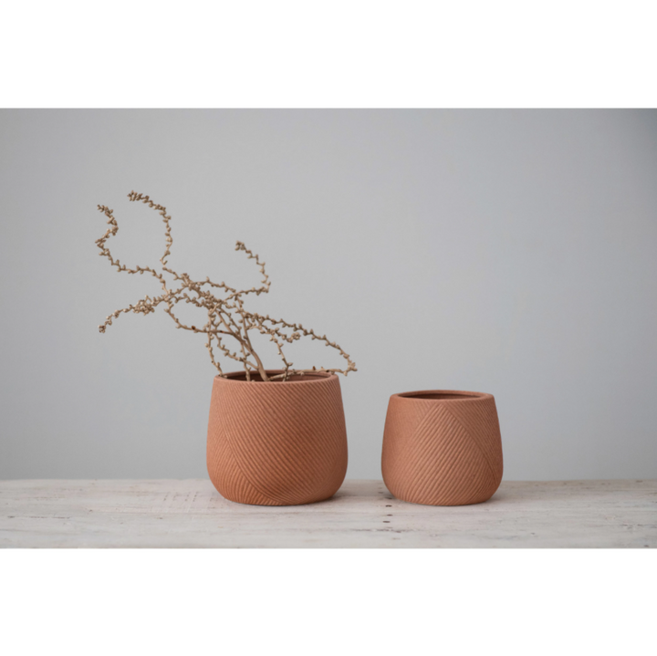 Terra-Cotta Engraved Stoneware Planter