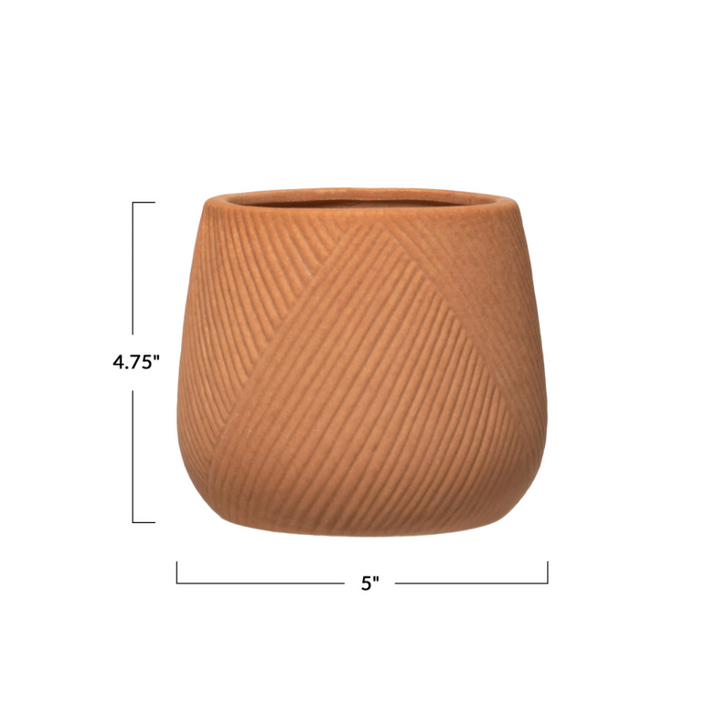 Terra-Cotta Engraved Stoneware Planter