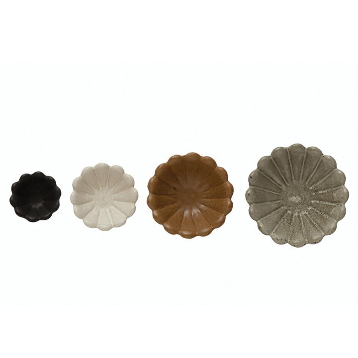 Stoneware Flower Bowls, Set of 4