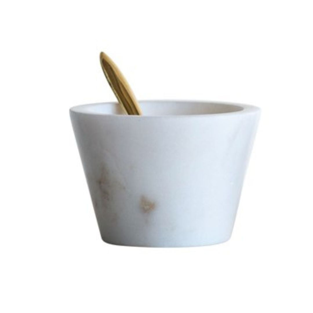 Marble Spice Bowl with Brass Spoon